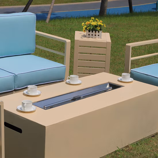 야외 채팅 세트(파이어 테이블 포함) 5개 세트 화이트