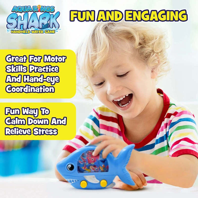 Aqua Rings Shark Handheld Retro Toys Nostalgic Car Activities Portable Road Trip Toys Calming Travel Water Game for Kids